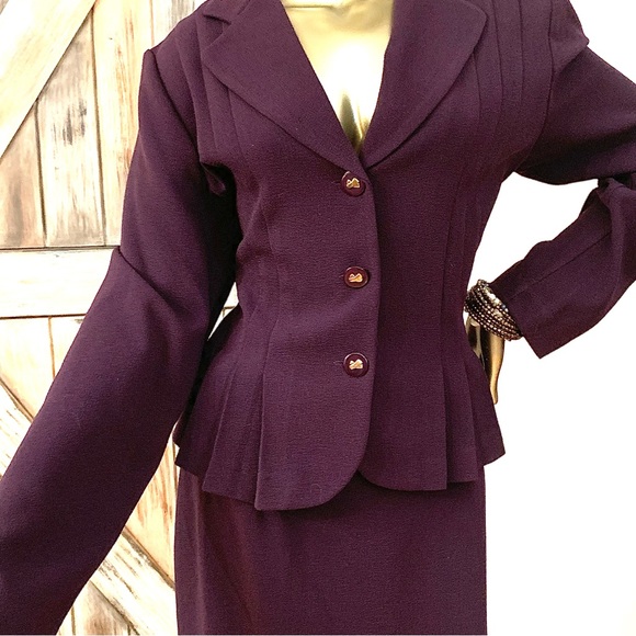 Danny & Nicole Dark Purple Skirt Suit Size 14 - Picture 6 of 16